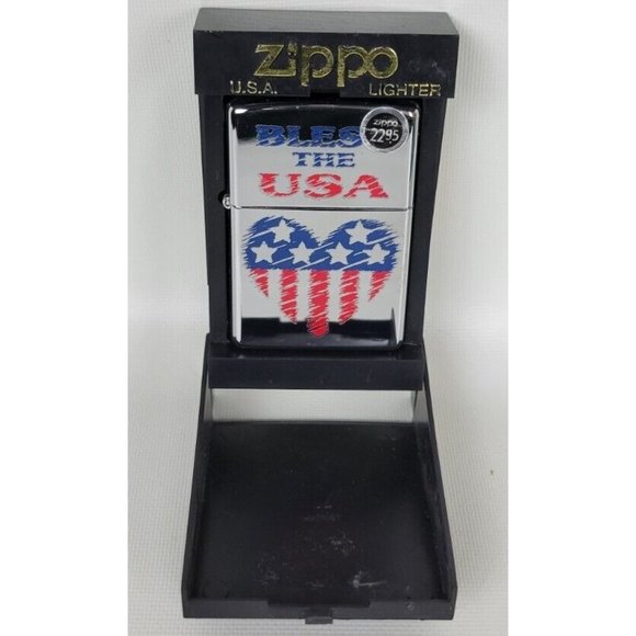 Vintage NIB Zippo Lighter Bless the USA Heart Flag Unstruck 2001 - Picture 1 of 6